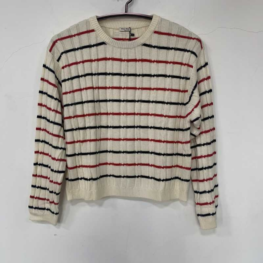Miu Miu striped crew neck sweater for women